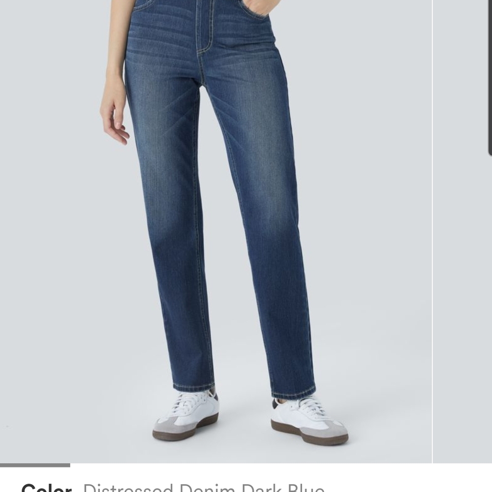 HALARA Blue Straight Leg Jeans Classic Style